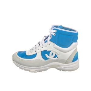 Chanel high top sneakers in blue and gray color size EU 36